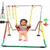 Gymnastics Bar for Kids Home Training Kip Bar 4 in 1 Set with Swing Seat, 2X Trapeze Rings | Expandable and Folding Horizontal Bar | Junior Gymnastic Equipment Monkey Bars Jungle Gym Playground Green view 2