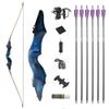 60 Inch Black Hunter Takedown Longbow 20-60lbs Traditional Wood Longbow with Bamboo Core Limbs Right/Left Handed American Hunting Longbow for Outdoor Hunting Shooting (25 Lbs, Blue kit/Right Handed) view 1