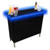 Black Folding Portable Party Bar w/Patented Multi-Color LED Lights, Black Skirt, and Storage Shelf - Single Set view 1