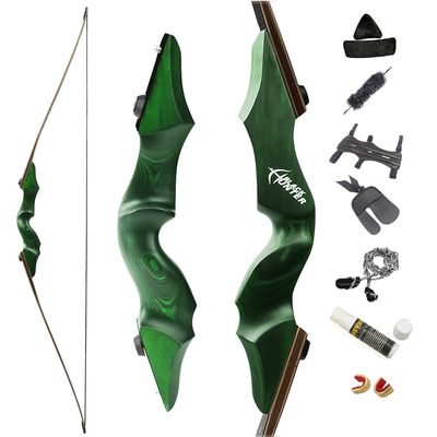 60 Inch Black Hunter Takedown Longbow 20-60lbs Traditional Wood Longbow with Bamboo Core Limbs Right/Left Handed American Hunting Longbow for Outdoor Hunting Shooting (20 Lbs, Green Bow/Right Handed)