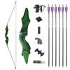 60 Inch Black Hunter Takedown Longbow 20-60lbs Traditional Wood Longbow with Bamboo Core Limbs Right/Left Handed American Hunting Longbow for Outdoor Hunting Shooting (45 Lbs, Green kit/Right Handed) view 1