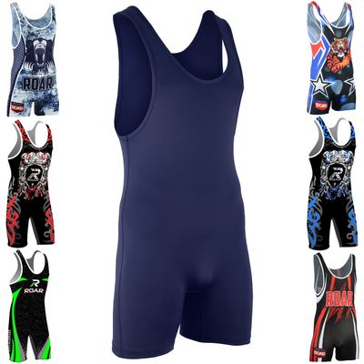 ROAR Athletic Men's Wrestling Singlet Suit Bodywear Uniform (Simple Blue, Small)