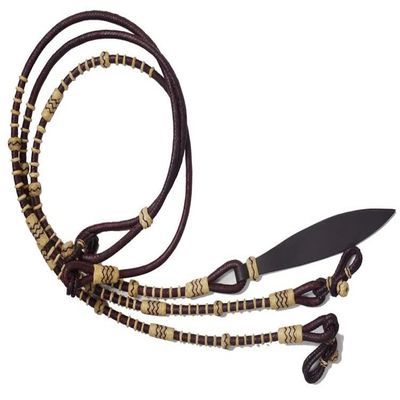 Chestnut/Burgundy/Maroon Raw Hide Hand Made Rope with Natural Knots Raw Hide Leather Horse Tack Hand-Braided Romal Romel Reins Hand Made Reins-8.5 Ft, 52' Romel