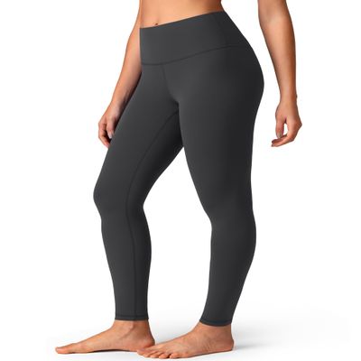 Colorfulkoala Women's Dreamlux High Waisted Workout Leggings 28" Inseam Full Length Yoga Pants (L, Dark Carbon)