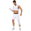 Akkad Kuti Mens One Leg Compression Tights for Basketball 2 Pack Gym Sport Leggings 3/4 Compression Pants with Pockets (White Red, S) view 2