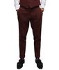 Aesido Mens Pants Herringbone Vintage Dress Pant Hemmed Pleated Suit Pants(Burgundy,36W x 32L) view 1