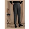 Aesido Mens Pants Herringbone Vintage Dress Pant Hemmed Pleated Suit Pants(Burgundy,36W x 32L) view 2