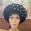 African Headtie Turban Nigerian Muslim Headwear Gele Head Wrap Sego Auto Gele Headties Already Made Women's Headband For Party (Black) view 4