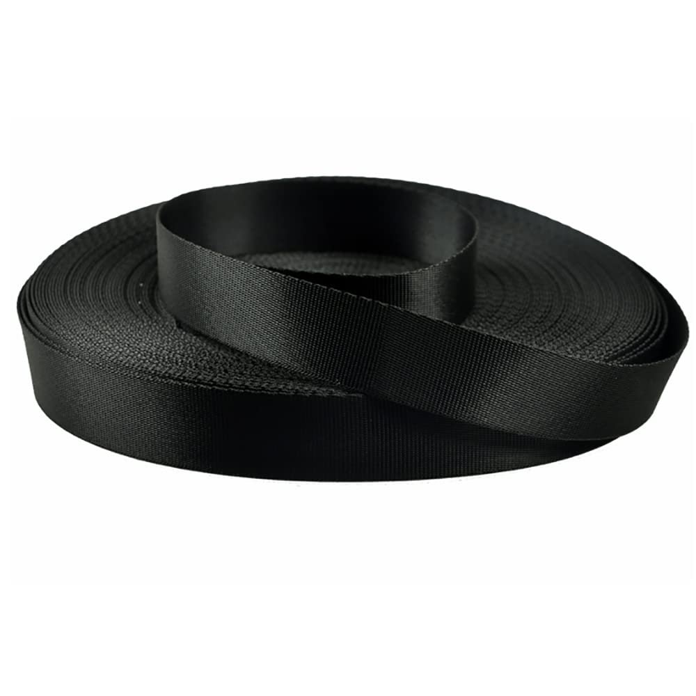 25Yard/50yard Black Nylon Webbing, Heavy Duty 0.78inch/0.98inch/1.18inch/1.25inch/1.49inch/1.96inch Nylon Straps, Flat Nylon Strapping for Indoor or Outdoor Gear, DIY Crafting, Repairing