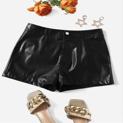 PROPFE Shorts for Women Shorts Women's Shorts Leather Skinny Shorts Shorts (Color : Black, Size : X-Small)