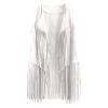 Womens Vintage Western Fringe Vest Tops Classic Suede Leather 70s Cowboy Shirt Sleeveless Tassels Cardigan Jackets White view 1