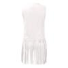 Womens Vintage Western Fringe Vest Tops Classic Suede Leather 70s Cowboy Shirt Sleeveless Tassels Cardigan Jackets White view 3