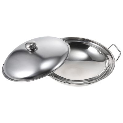 Stainless Steel Dry Pot with Lid Double Handle Kitchen Cookware