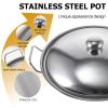 Stainless Steel Dry Pot with Lid Double Handle Kitchen Cookware view 2