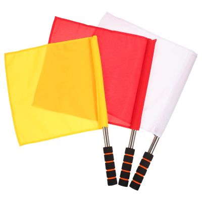Healeved 3pcs Referee Flag Sports Training Flag Stainless Steel Hand Red Color Guard Race Car Sports Event s Match s Waving s Racing s