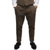 Aesido Mens Pants Herringbone Vintage Dress Pant Hemmed Pleated Suit Pants(Brown,42W x 32L) view 1