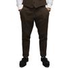 Aesido Mens Pants Herringbone Vintage Dress Pant Hemmed Pleated Suit Pants(Coffee,42W x 32L) view 1