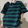 CEINOM Harajuku Striped Shirts Women Short Sleeve Oversized Shirt Streetwear Gothic T Shirt Couple Tops Summer Striped Blouse (Grey,M,Medium) view 4