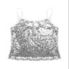 Fldy Kids Girls Adjustable Spaghetti Shoulder Straps Sparkly Sequined Tank Top for Dancing Stage Performance White 14 Years view 3