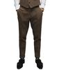Aesido Mens Pants Herringbone Vintage Dress Pant Hemmed Pleated Suit Pants(Brown,32W x 32L)
