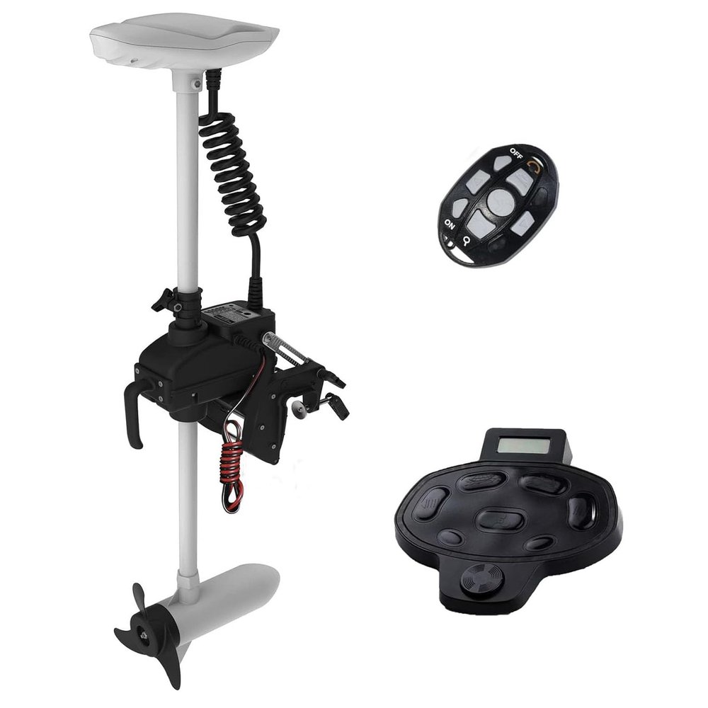 AQUOS Haswing CaymanT Transom Trolling Motor with Wireless Remote & Wireless Foot Control- 55 Lb. Thrust, 26 in. Shaft, Saltwater & Freshwater