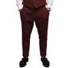 Aesido Mens Pants Herringbone Vintage Dress Pant Hemmed Pleated Suit Pants(Burgundy,42W x 30L) view 1