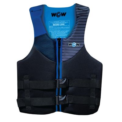 WOW Sports Life Jacket, US Coast Guard Approved Life Vest for Fishing, Kyaking, & Boating PFD, Blue - Large/XL