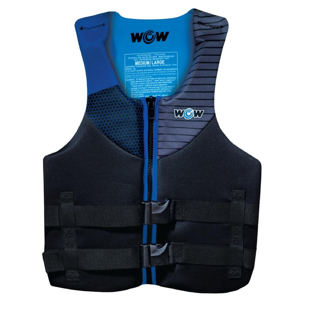WOW Sports Life Jacket, US Coast Guard Approved Life Vest for Fishing, Kyaking, & Boating PFD, Blue - Large/XL