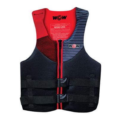 WOW Sports Life Jacket, US Coast Guard Approved Life Vest For Fishing, Kyaking, & Boating PFD, Red - 2XL/3XL
