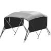 KAKIT Bimini Tops with Mesh Sidewalls Support Poles for Boats Marine Grade Canvas Top Includes 2 Straps Storage Boot 1 Inch Aluminum Frame(4 Bow 8'L x 54" H x 54"-60" W,Dark Gray) view 1