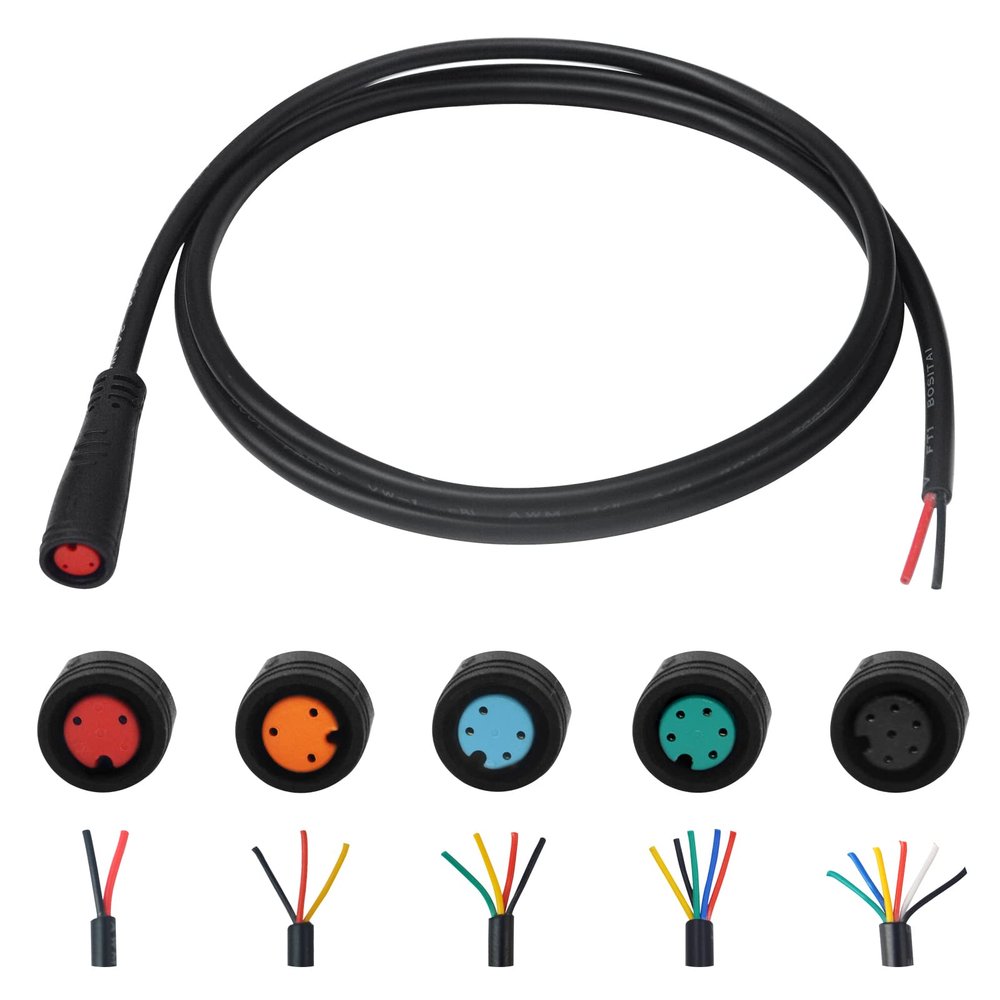 baluoqi Extension Cable 2Pin/3Pin/4Pin/5Pin/6Pin Waterproof Plug with A Single Connector DIY Ebike Line for Electric Bicycle Light/Throttle/Ebrake/Display Ebike Parts (2Pin Female)