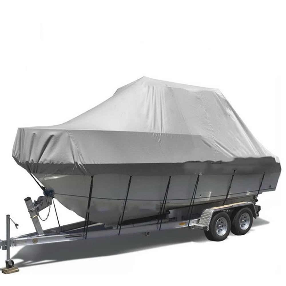 Sunshade Boat Cover,420d Waterproof Center Console Boat Cover Dust and Tear Resistance Runabout Boat Cover,Suitable for All-Weather Outdoor Protection,Grey,17~19ft