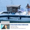 KAKIT Bimini Tops with Mesh Sidewalls Support Poles for Boats Marine Grade Canvas Top Includes 2 Straps Storage Boot 1 Inch Aluminum Frame(3 Bow 6'L x 46" H x 61"-66" W,Dark Gray) view 3