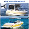 KAKIT Bimini Tops with Mesh Sidewalls Support Poles for Boats Marine Grade Canvas Top Includes 2 Straps Storage Boot 1 Inch Aluminum Frame(3 Bow 6'L x 46" H x 61"-66" W,Dark Gray) view 4