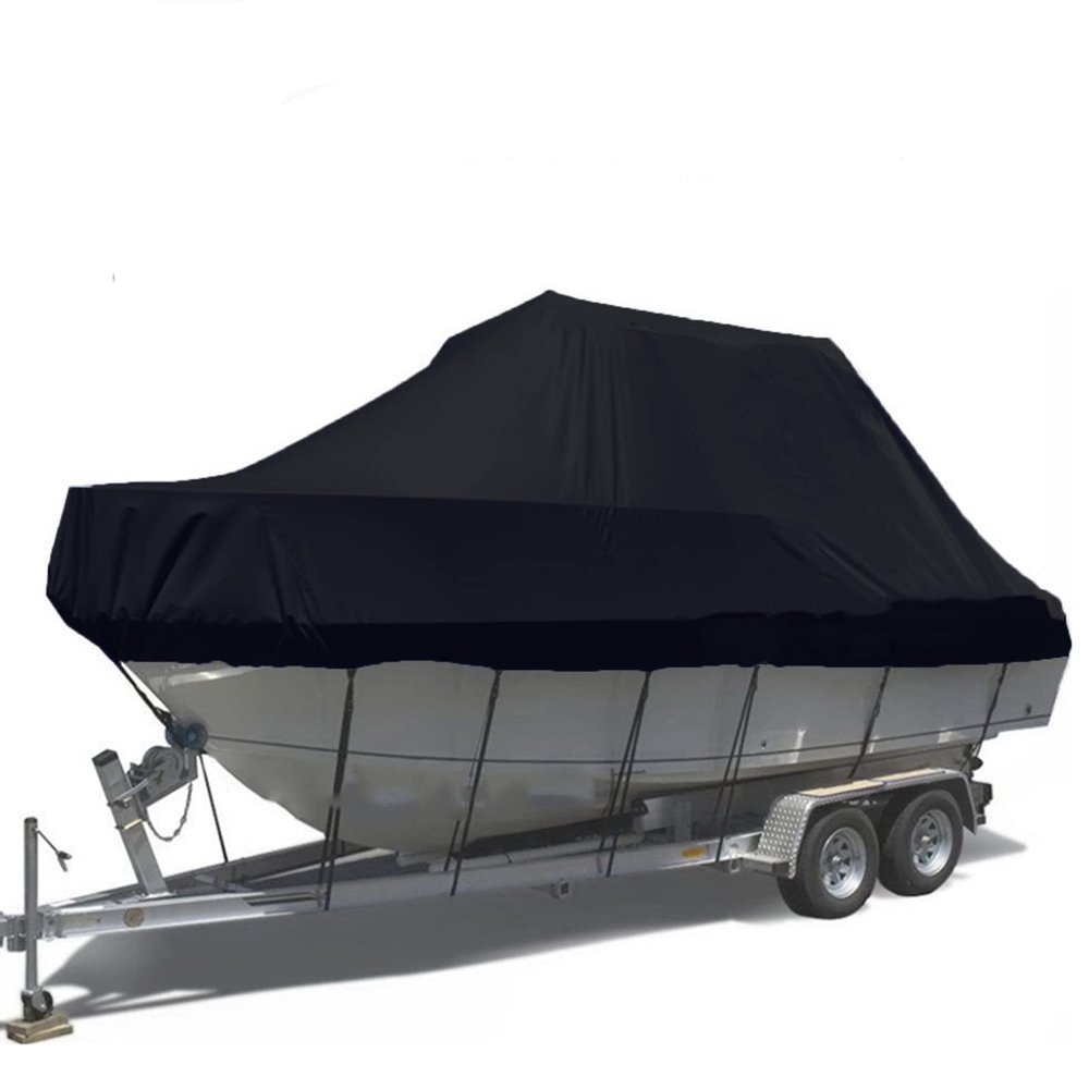 17-19ft Mooring Covers for Boats, 420d Marine Grade Oxford Cloth Heavy Duty Boat Cover, Fishing Boat Cover, A Storage Bag, 24/7 Outdoor Protection,Black,17~19ft