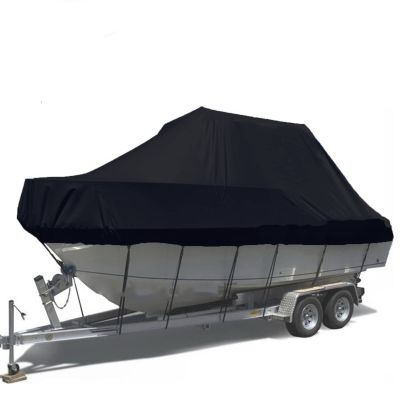 14-16ft V-Shaped Boat Cover,Waterproof and Breathable Trailer Boat Cover 420d Marine Grade Oxford Cloth Ski Boat Cover,Suitable for Outdoor Protection,Black,14~16ft