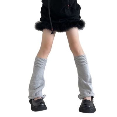 Mluvpxey Candy Color Knee Sleeve Jk Lolita Flare Medium Socks Warm Leg Socks Female Autumn and Winter (Color : Grey, Size : One Size)