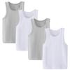 Ayshie Toddler Tank Tops for Boys Cotton Undershirts for Little Kids 4-Pack Comfort Sleeveless T-Shirts Size 2-7 Years (US, Age, 3 Years, 4 Years, White/Gray) view 1