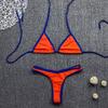 SACFOF Women Sexy Brazilian Bikini Set Two Piece Spaghetti Strap Top Thong Swimsuit Bathing Suit Thong Swimwear Orange view 4