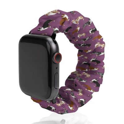 Australian Shepherd Elastic Solo Loop Bands Cute Printed Watch Strap Watchband Compatible for Apple Watch 42mm/44mm