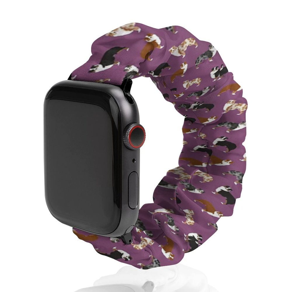 Australian Shepherd Elastic Solo Loop Bands Cute Printed Watch Strap Watchband Compatible for Apple Watch 42mm/44mm