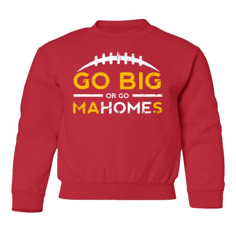 Go Big Or Go MaHOMEs Kansas City 15 Quarterback Youth Crewneck Sweatshirt (Red, Youth Large)