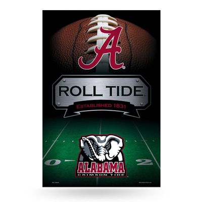 Rico Industries NCAA Alabama Crimson Tide Large Metal Sign 11" x 17" Large Metal Home Dcor Sign