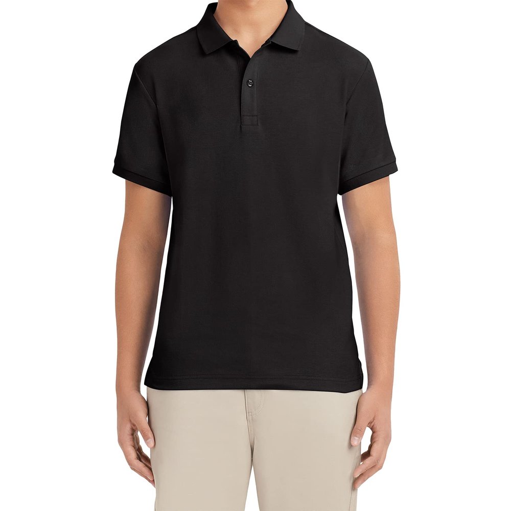 Izod Mens Short Sleeve Pique Polo Shirt, Black-001, 40-41 US