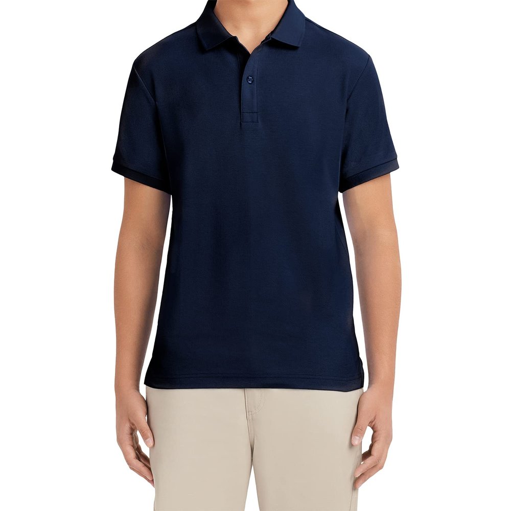 Izod Mens Short Sleeve Pique Polo Shirt, Navy Blue-410, 38-39 US