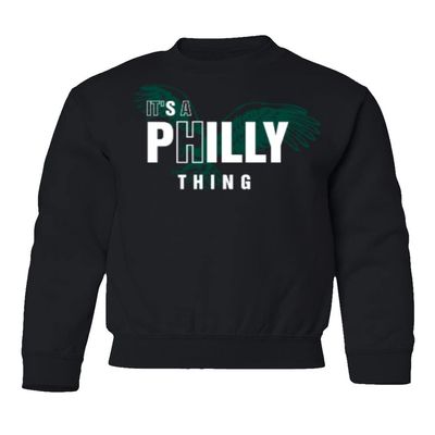 superhotapparel Its A Philly Thingy Football Playoff Final Youth Crewneck Sweatshirt (Black, Youth X-Large)