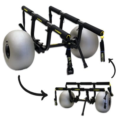 Suspenz Fishing Kayak Beach Sand Cart Trolley | Heavy Duty Canoe Carrier Trailer with Adjustable Bi-Directional Bunker Bars and Balloon Wheels | Catch-All Universal Beach Cart (22-9910)