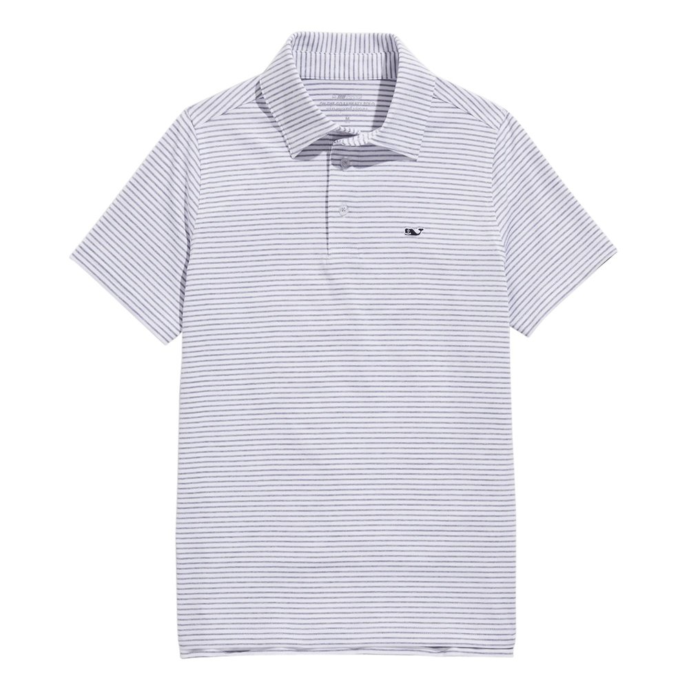 vineyard vines Boys' Bradley Stripe Sankaty Polo, Stripe White/Tejeda, 7