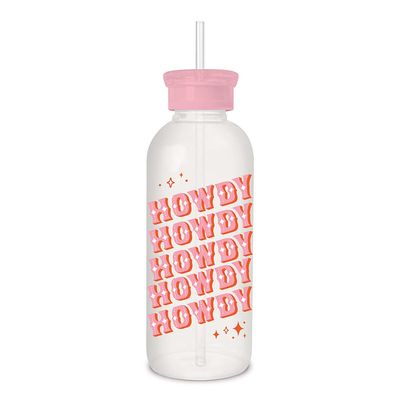 Studio Oh! New Glass Water Bottle with Straw 25oz, Reusable Cute Glass Bottle Eco Friendly, Shatter-Resistant, Aesthetic Waterbottle with Silicone Coating, Howdy Partner Design