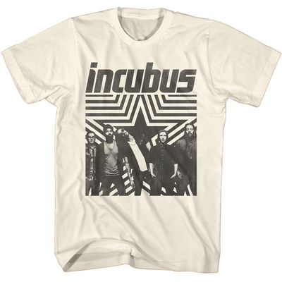 American Classics Mens Incubus Band Photo Star Short Sleeve 90s Music Vintage Style Graphic T-Shirt - Natural - XX-Large